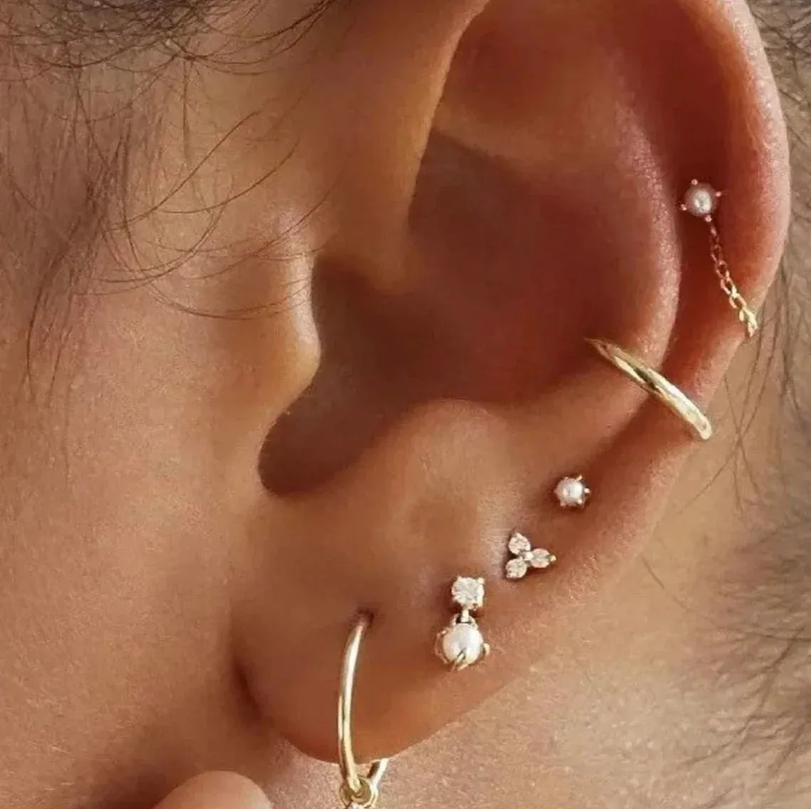 14k Gold Industrial Pearl Earrings by VicStoneNYC Fine Jewelry