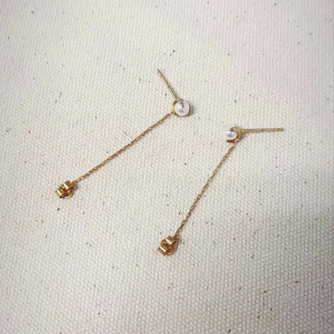14k Gold Industrial Pearl Earrings by VicStoneNYC Fine Jewelry