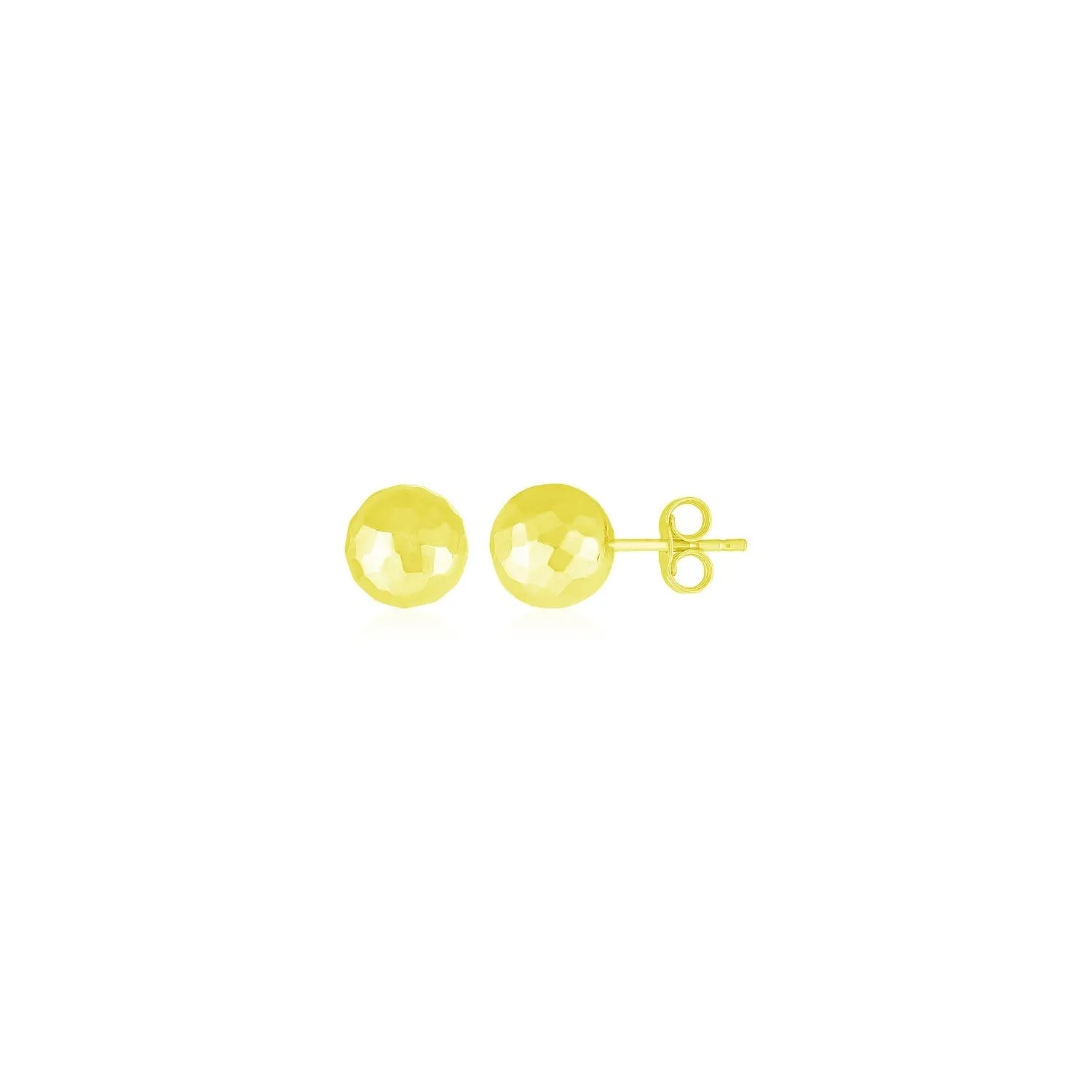 14k Yellow Gold Ball Earring with Faceted Texture by Avera Group