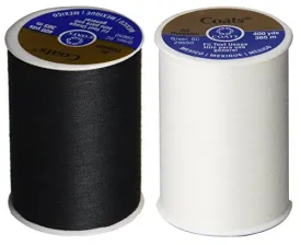 2-Pack - BLACK & WHITE - Coats & Clark Dual Duty All-Purpose Thread - One 400 Yard Spool each of
