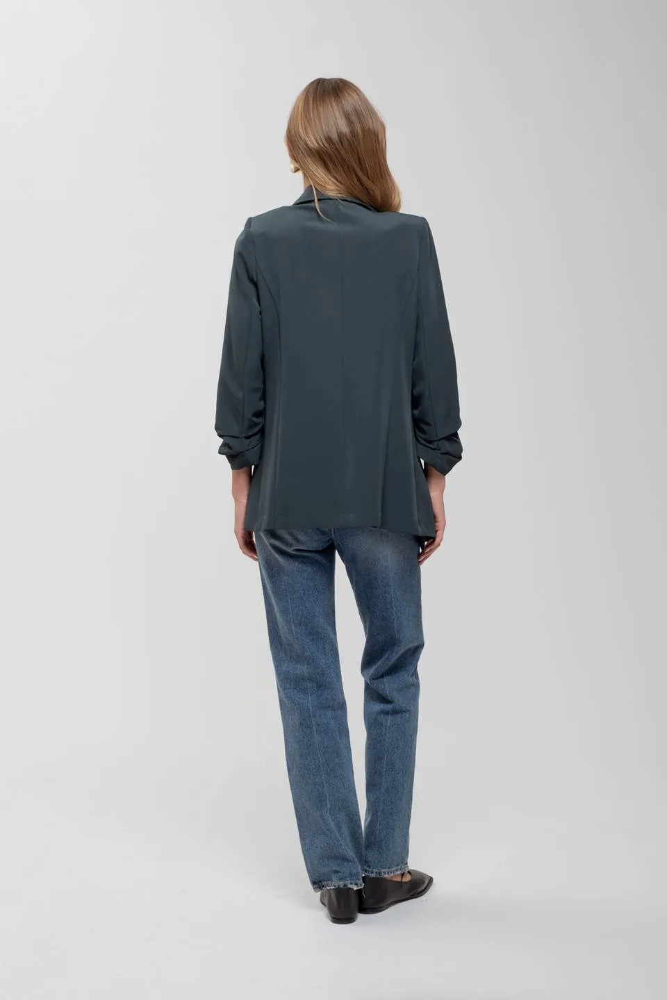 3/4 RUCHED SLEEVE BLAZER