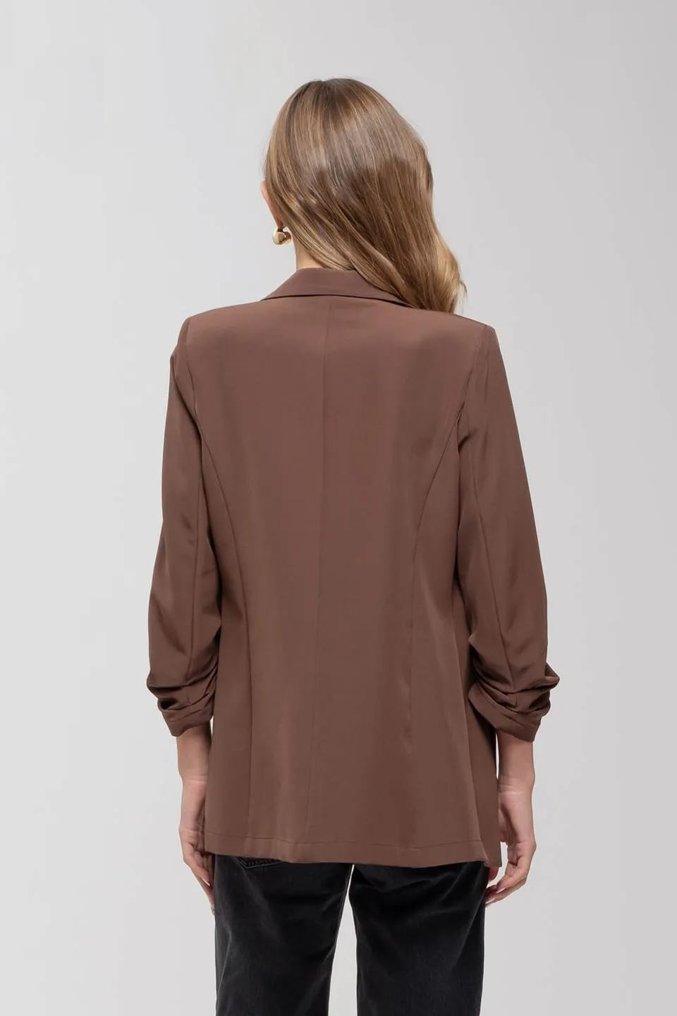 3/4 RUCHED SLEEVE BLAZER