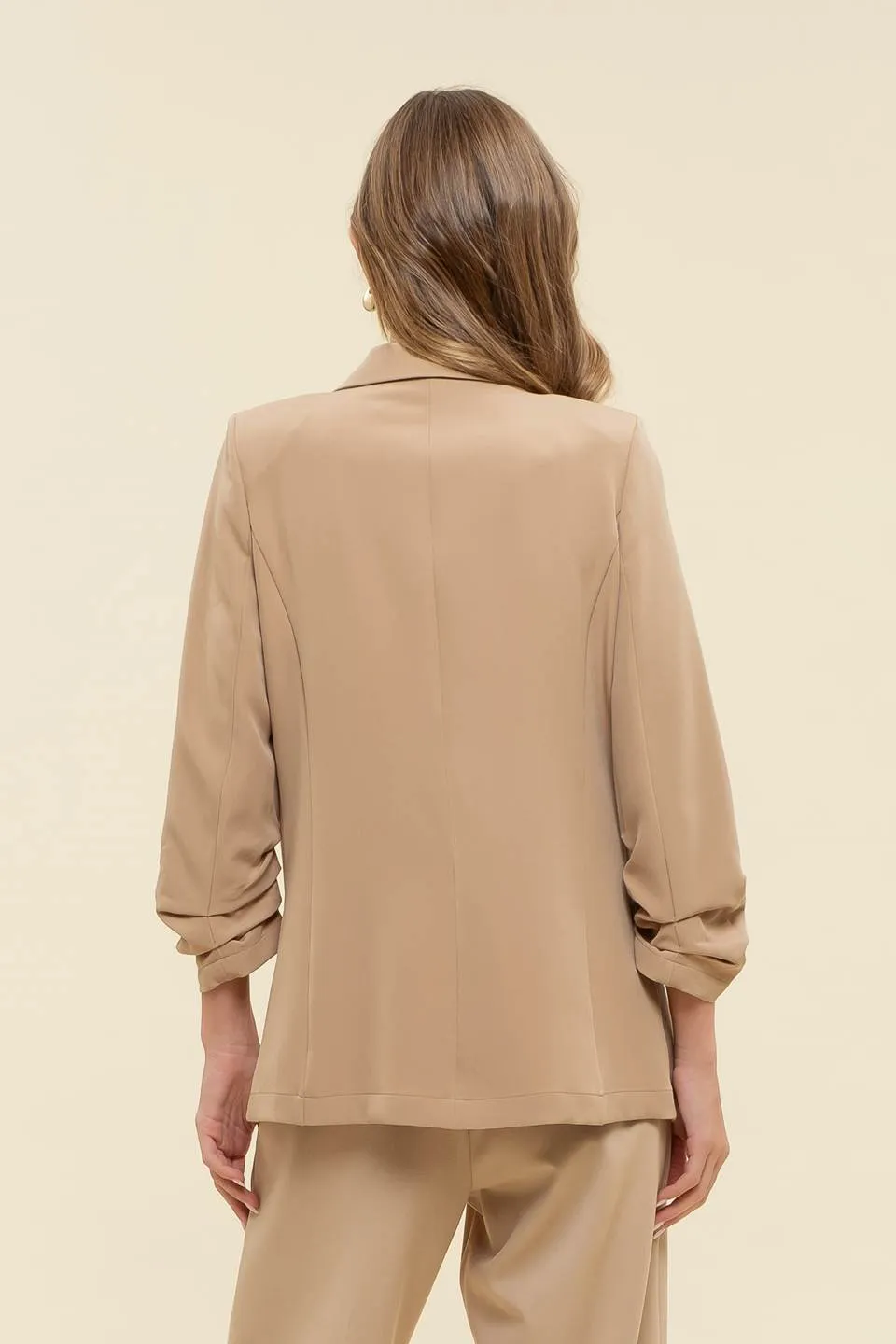 3/4 RUCHED SLEEVE BLAZER