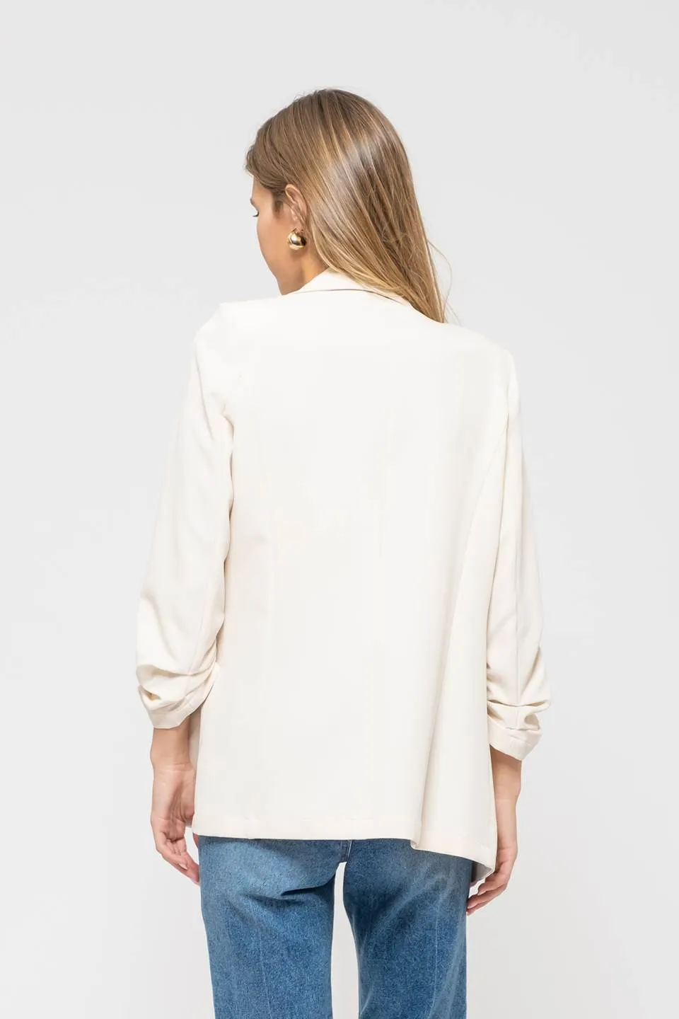 3/4 RUCHED SLEEVE BLAZER