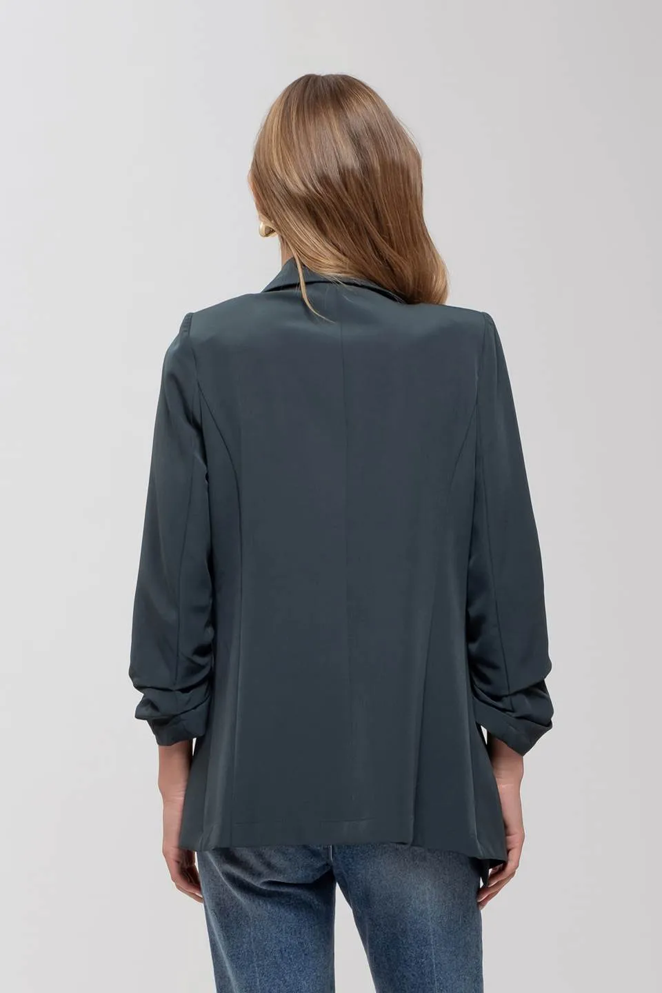 3/4 RUCHED SLEEVE BLAZER