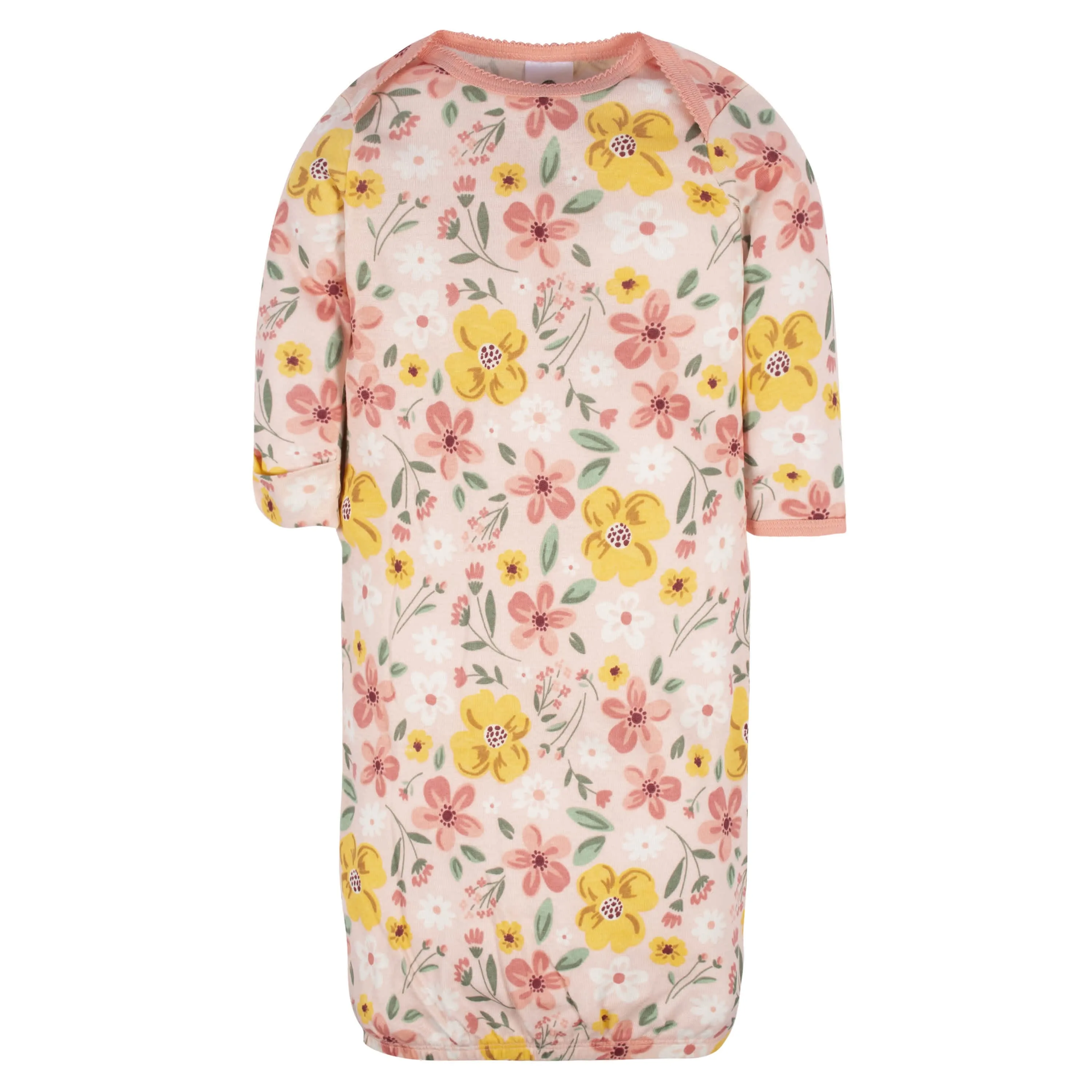 4-Pack Baby Girls Golden Floral Gowns