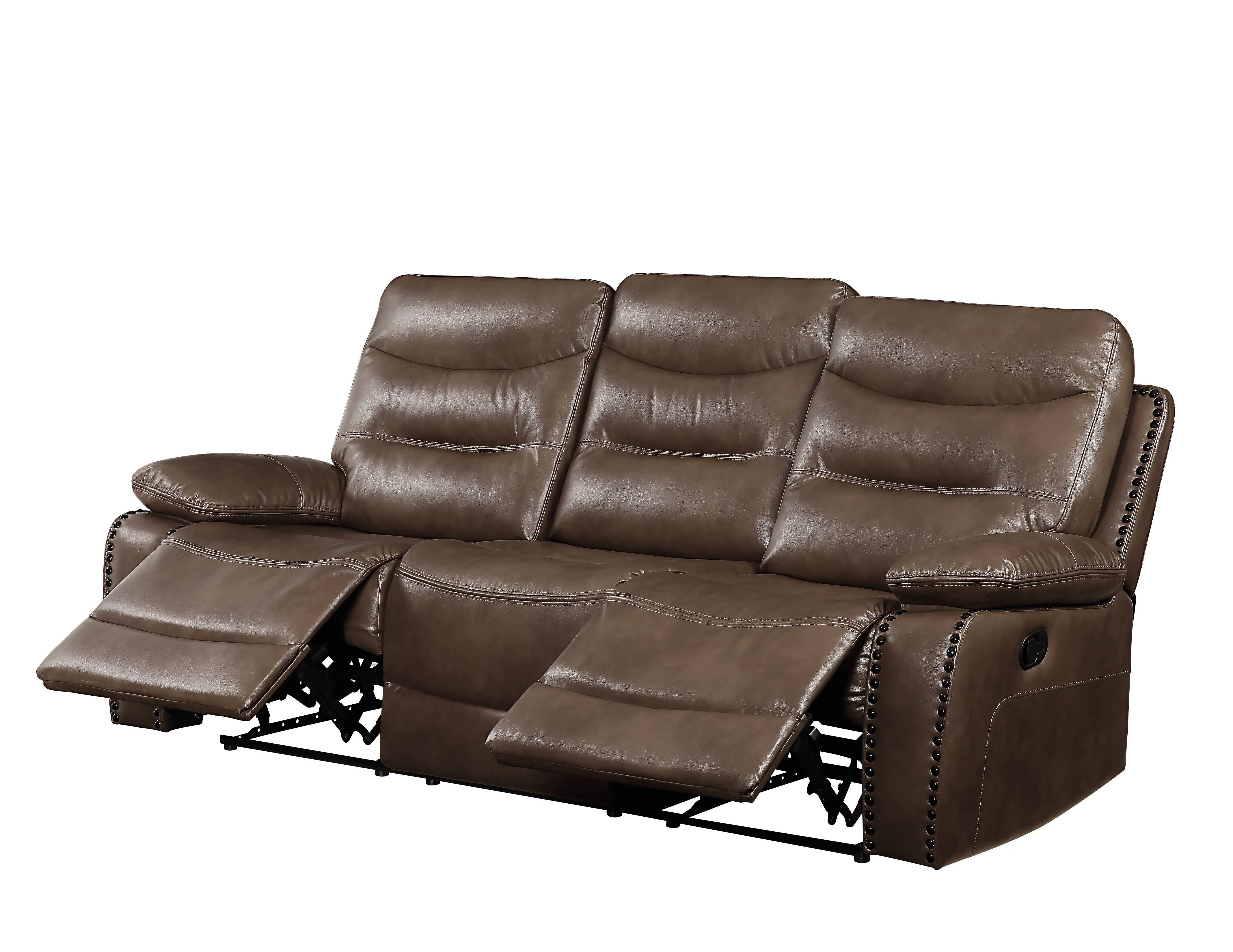 Aashi - Leather Gel Match Recliner Sofa - Brown by Couch.com