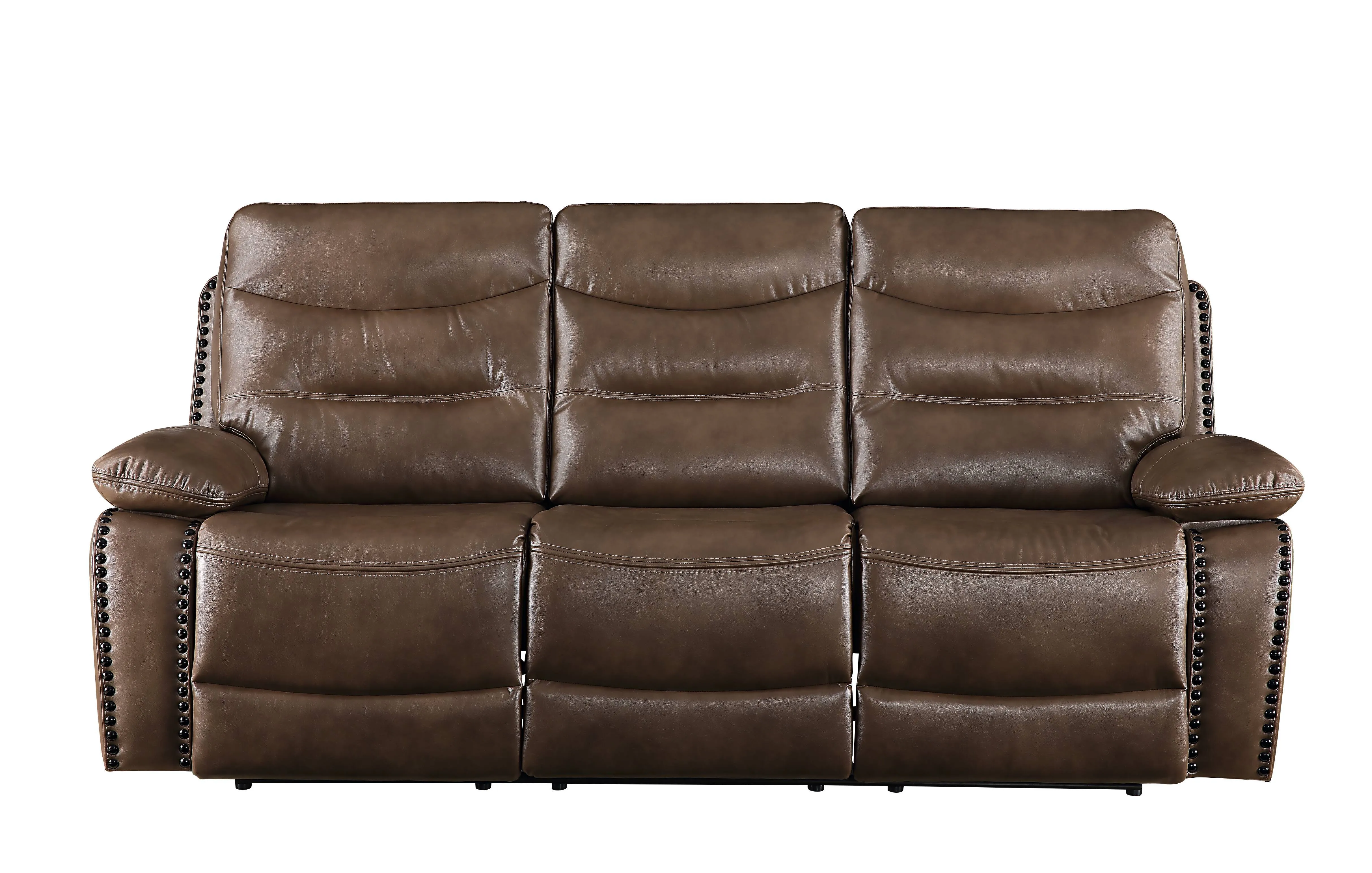 Aashi - Leather Gel Match Recliner Sofa - Brown by Couch.com