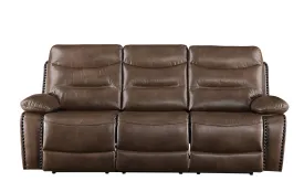 Aashi - Leather Gel Match Recliner Sofa - Brown by Couch.com