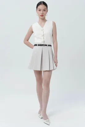 Abbie Pleated Mini Skort In Creme