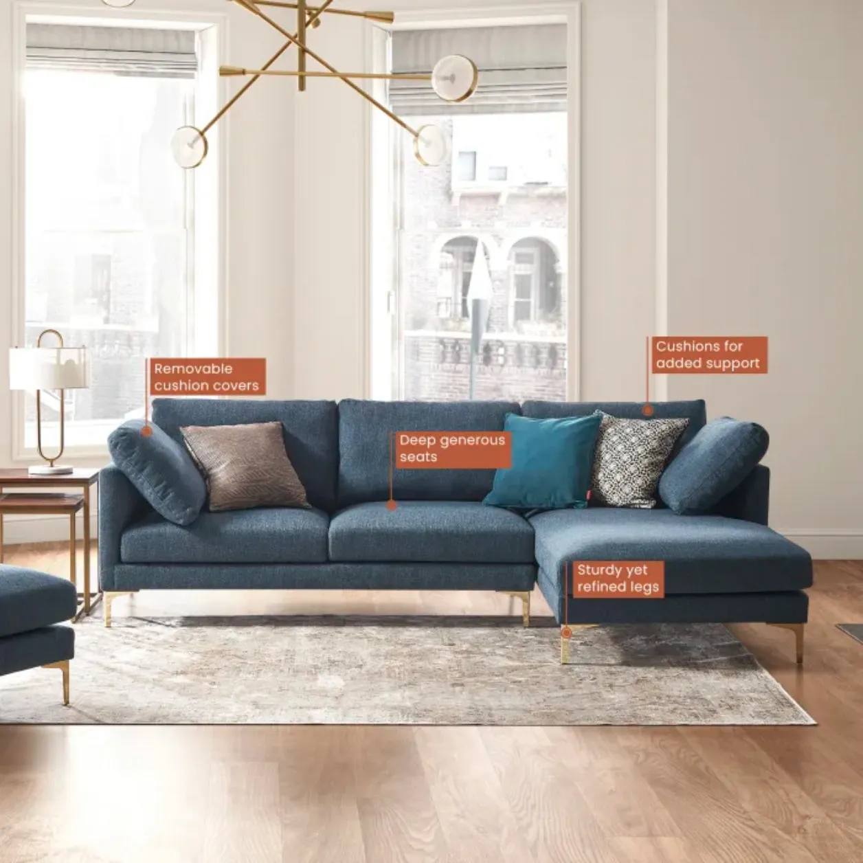 Adams Chaise Sectional Sofa | Sleek Modern Comfort by Castlery by Couch.com