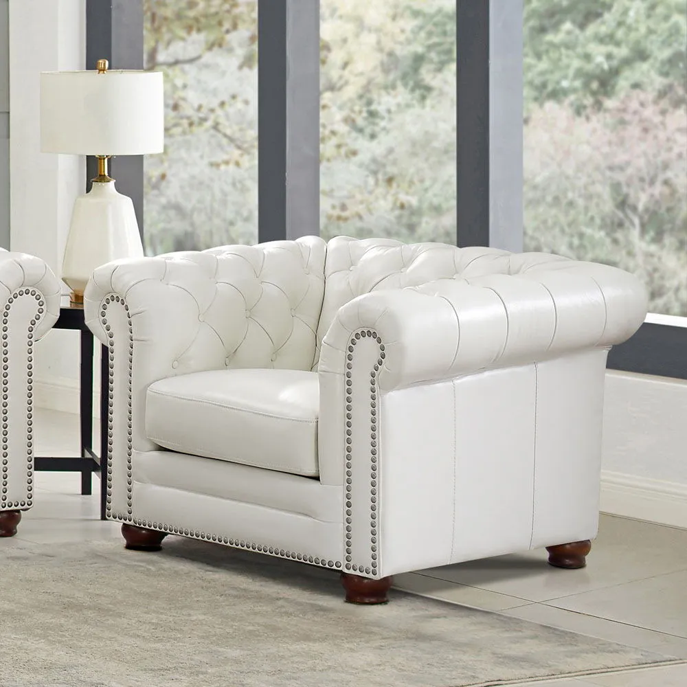 Aliso - Leather Chair - Cream White by Couch.com