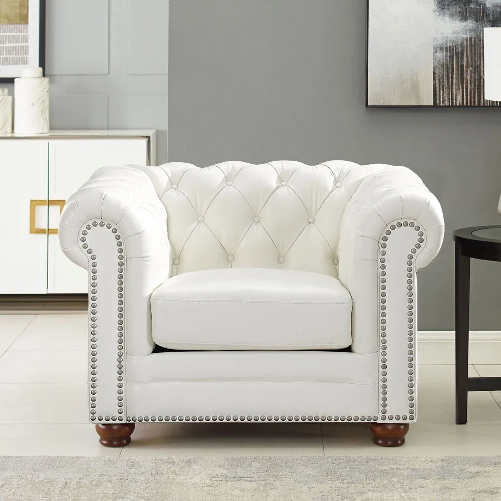 Aliso - Leather Chair - Cream White by Couch.com