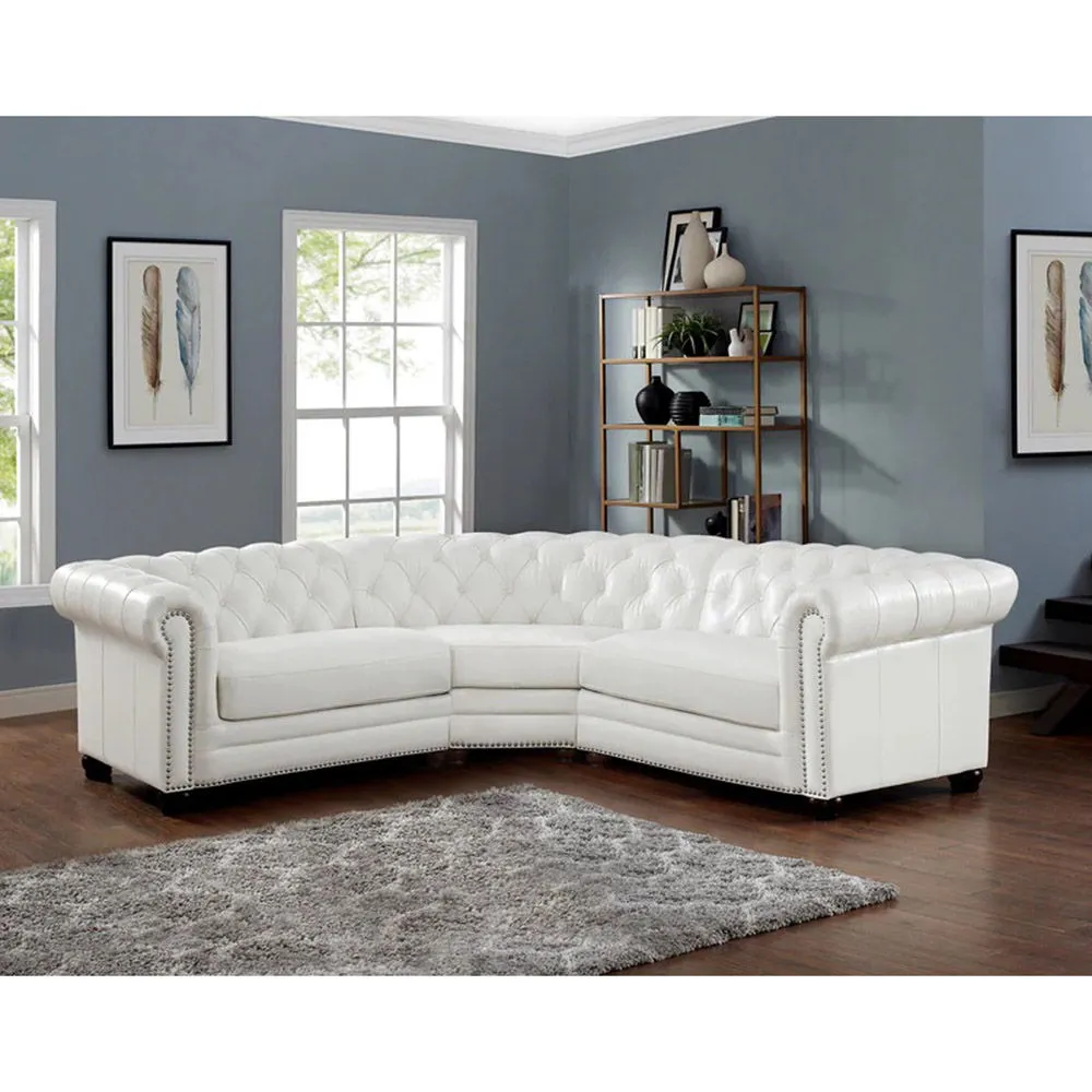 Aliso - Leather Symmetrical Sectional - Creamy White by Couch.com