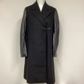 AllSaints Black Faux Leather Sleeve Coat Size 10