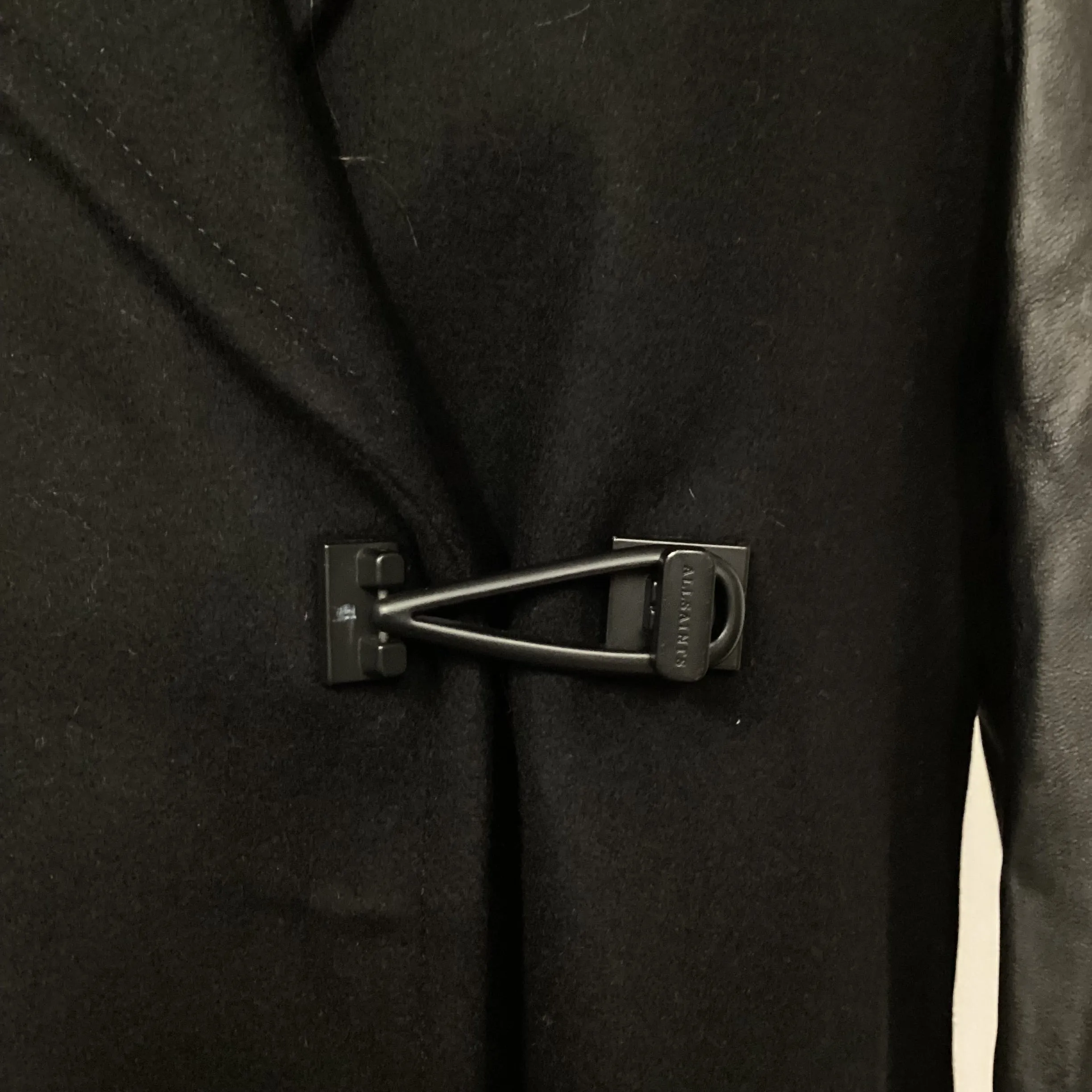 AllSaints Black Faux Leather Sleeve Coat Size 10