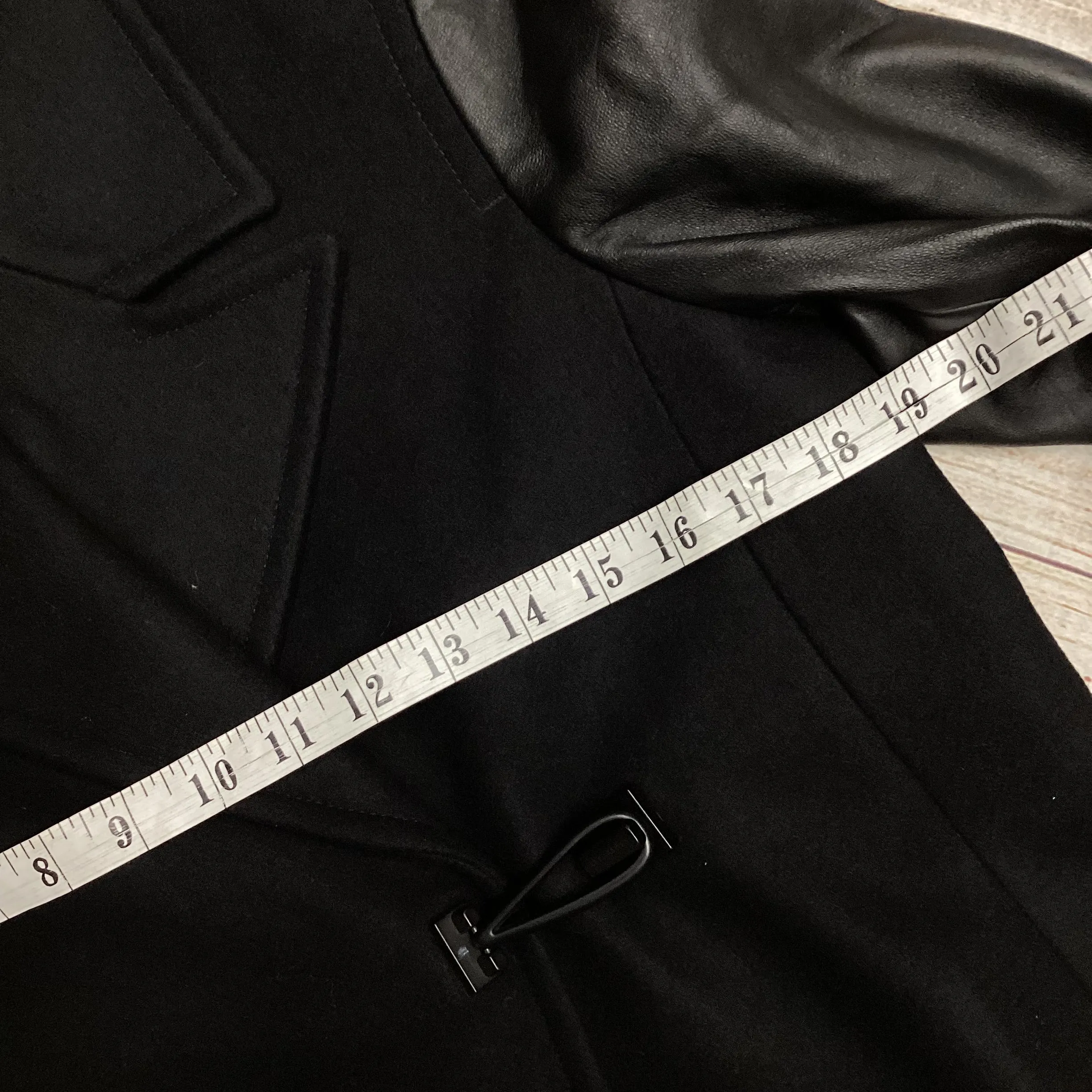 AllSaints Black Faux Leather Sleeve Coat Size 10