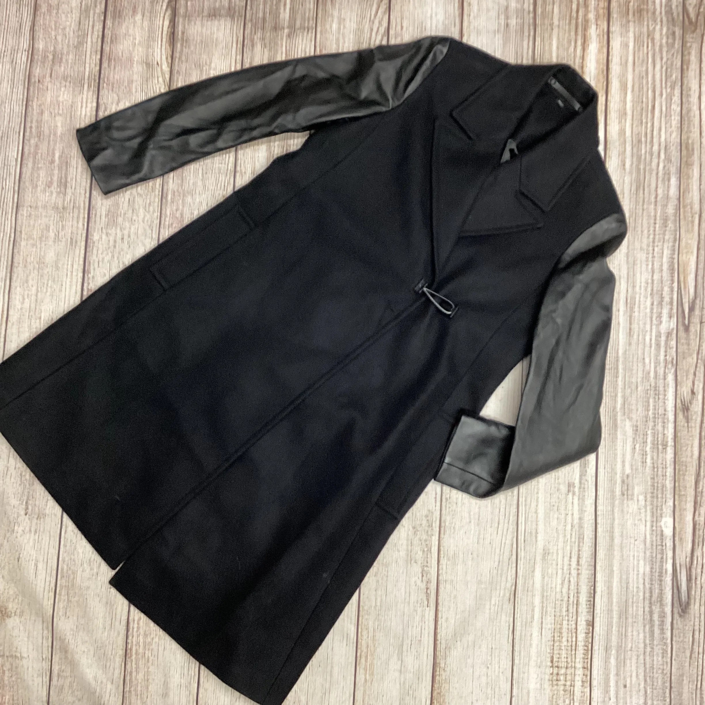 AllSaints Black Faux Leather Sleeve Coat Size 10