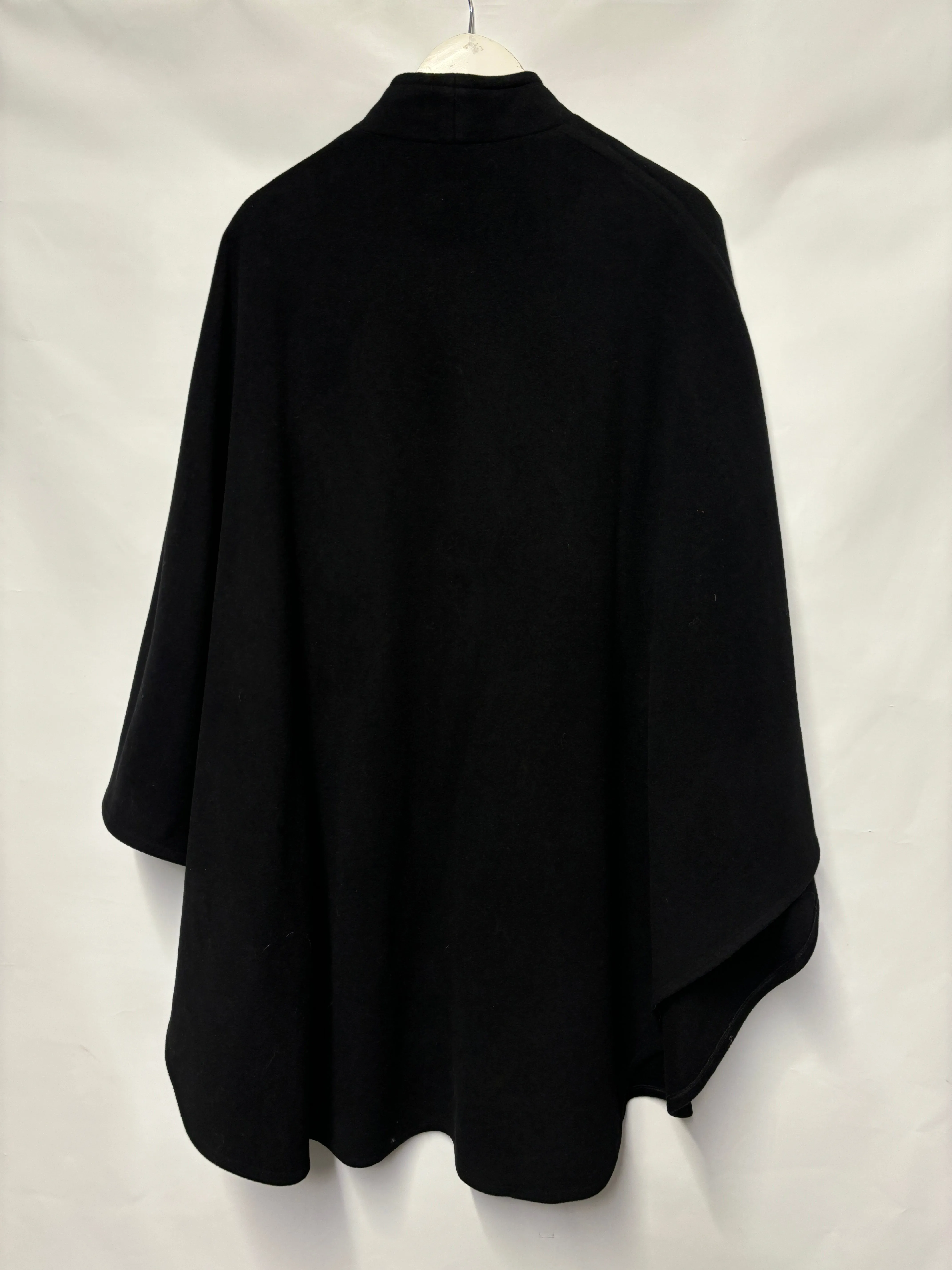 Ariston Black Wool Blend Cape One Size