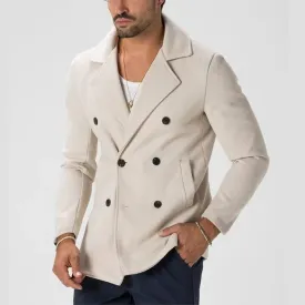 Autumn Winter Outerwear Mens Casual Long Sleeve Button Lapel Slim Blazer Jackets Men Vintage Twill Textured Slim Coats Outerwear