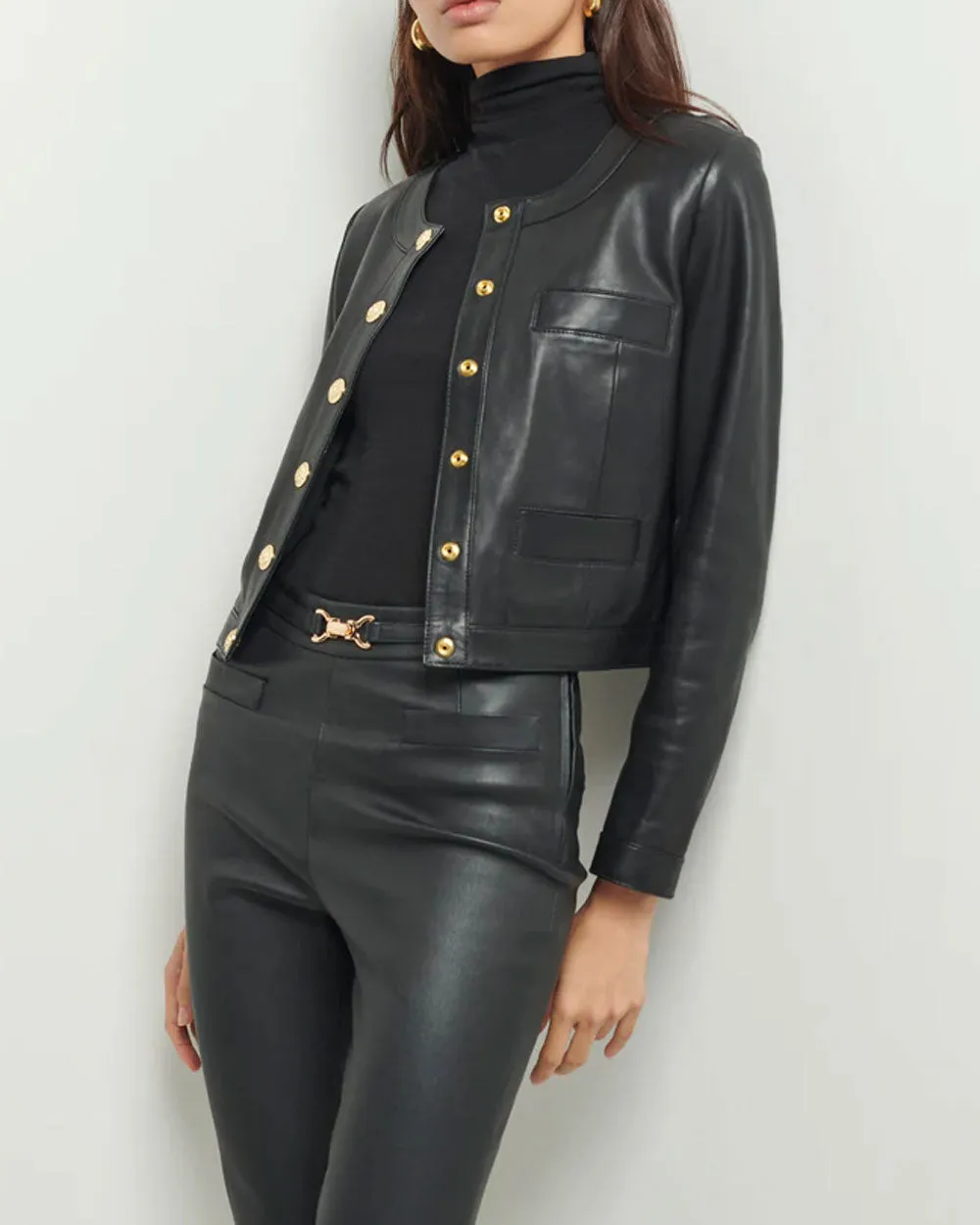 Black Penny Collarless Jacket