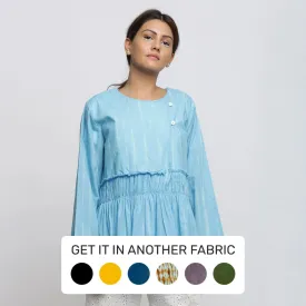 Blue Hand Tie-Dye Cotton Asymmetrical Outerwear