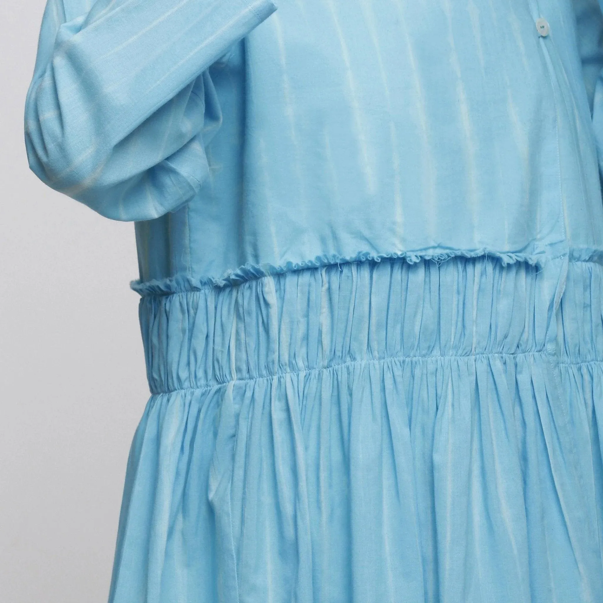 Blue Hand Tie-Dye Cotton Asymmetrical Outerwear