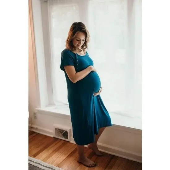 Blue Maternity Mommy Labor and Delivery/ Nursing Gown