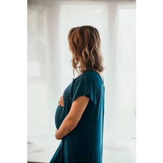 Blue Maternity Mommy Labor and Delivery/ Nursing Gown