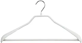BodyForm Series- Steel Hanger Wide Shoulder Support & Pant Bar, Model 42LS, White