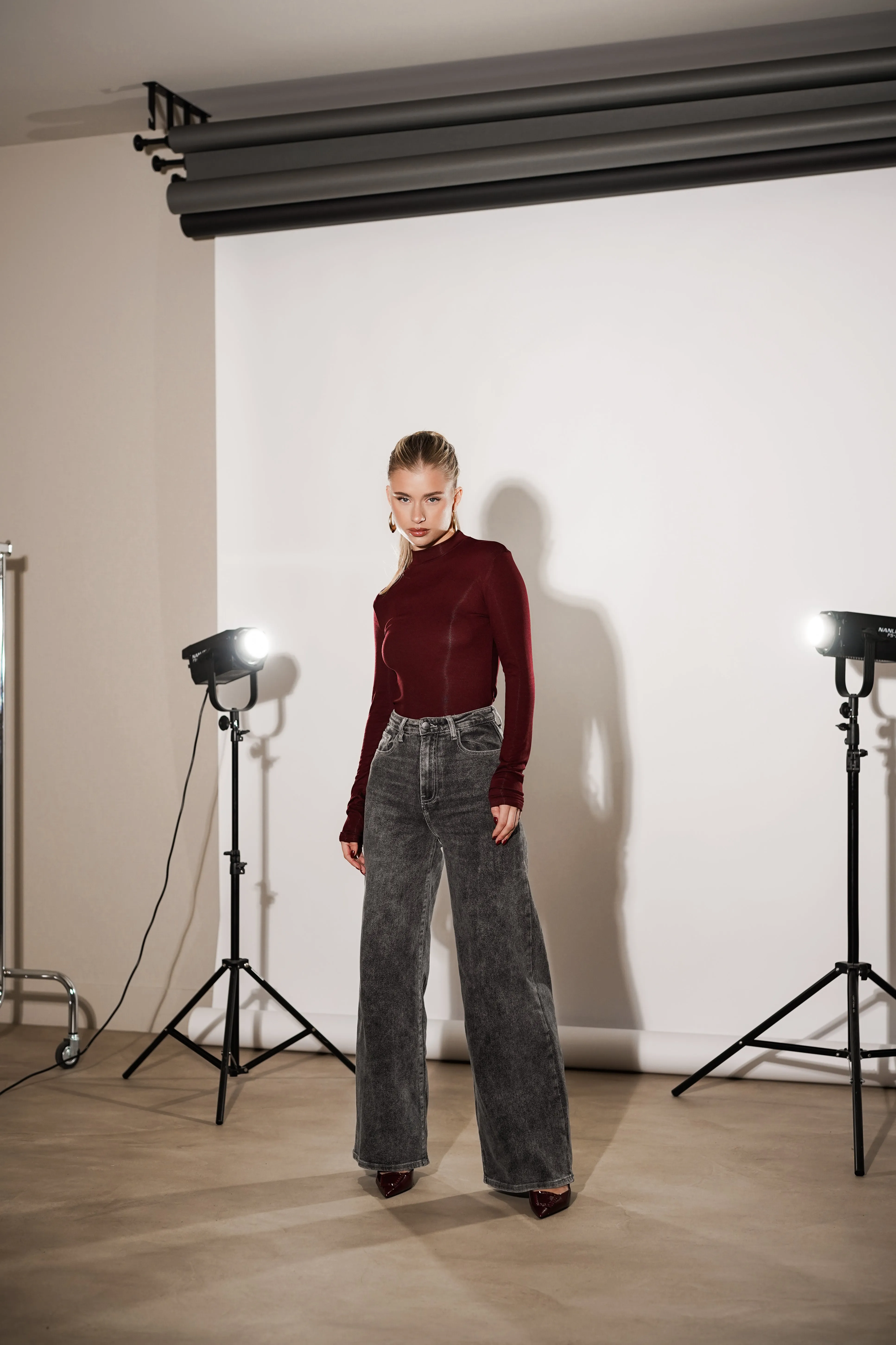 Bodysuit met col burgundy - Kaya