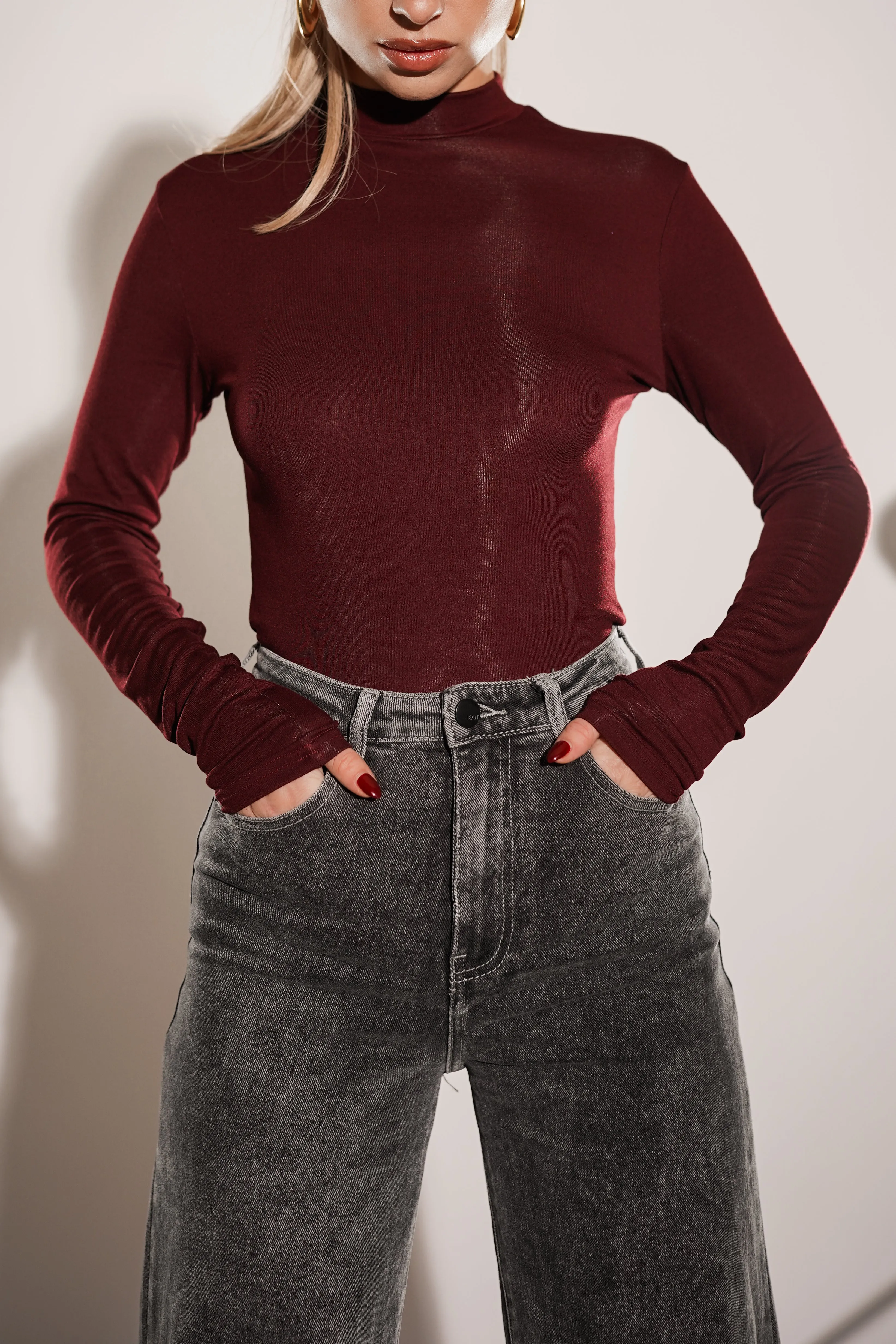 Bodysuit met col burgundy - Kaya