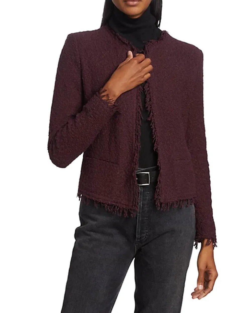 Burgundy Shavani Boucle Jacket