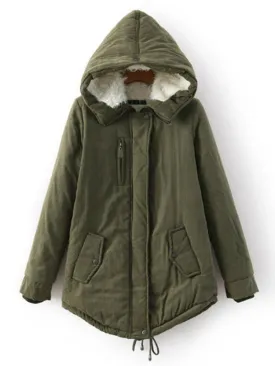 Casual Pure Color Pocket Thick Coats