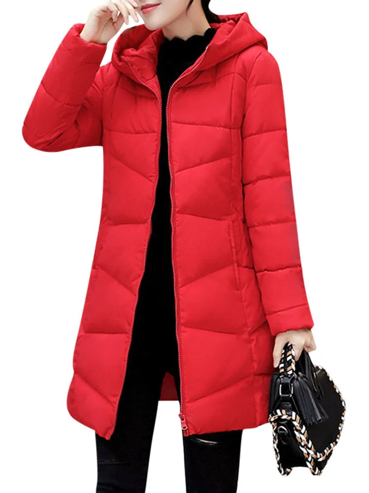 Casual Solid Color Women Long Thick Coats