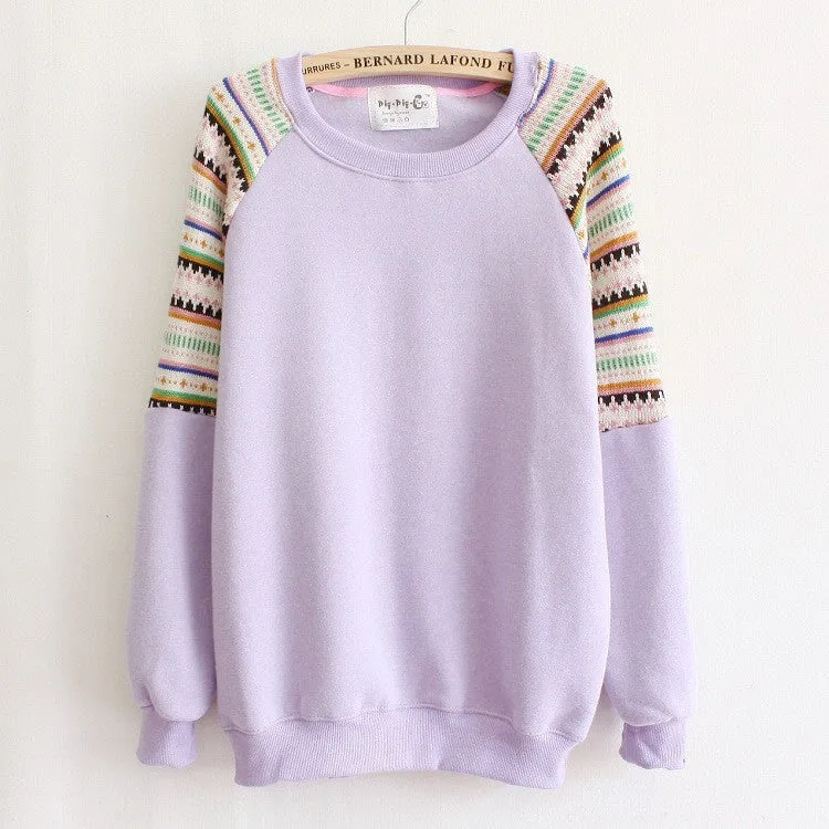 Casual Women Hoody Flocking Fleece Sweatshirt Dot Stripe Fashion Girls Sport Suit Autumn Hoodies