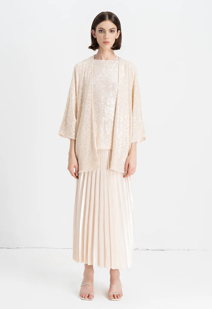 Choice Kimono Sleeves Sequins Cardigan Sand Beige