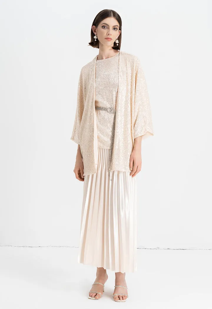 Choice Kimono Sleeves Sequins Cardigan Sand Beige