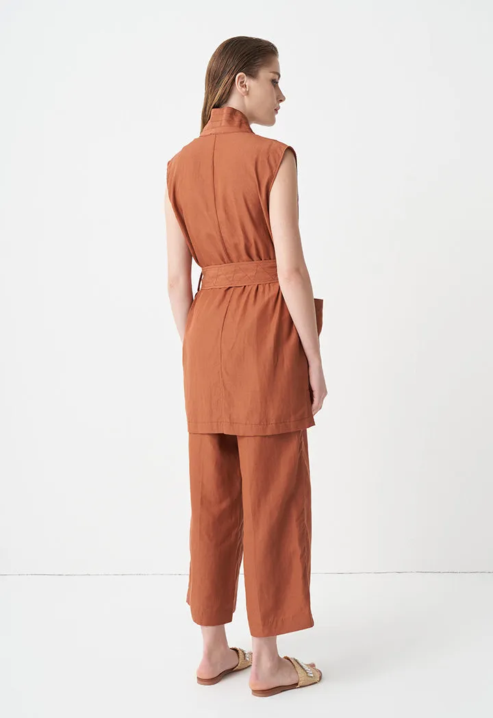 Choice Solid Vest With Belt Brick