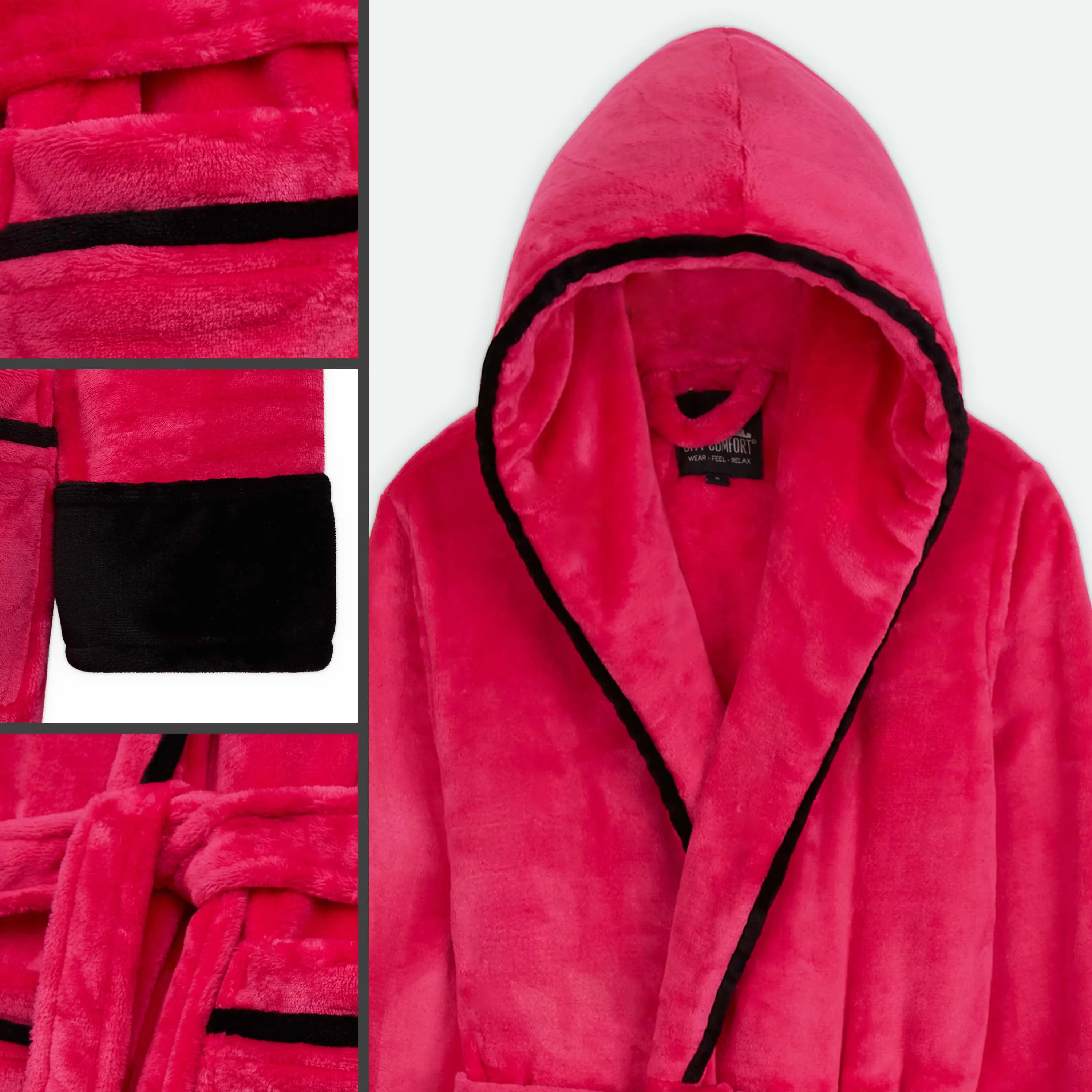 CityComfort Ladies Dressing Gowns Soft Fleece Hooded Women's Robes