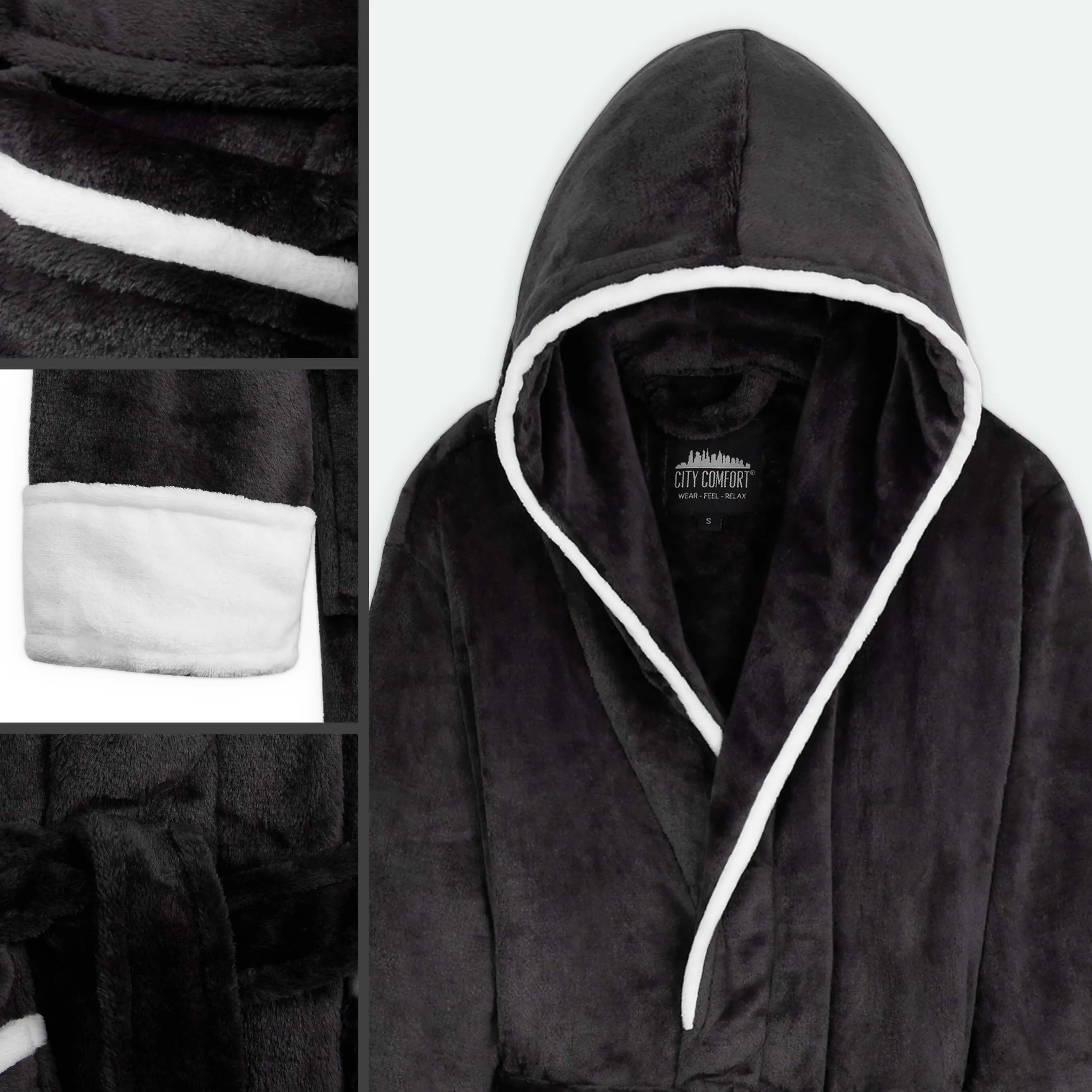 CityComfort Ladies Dressing Gowns Soft Fleece Hooded Women's Robes