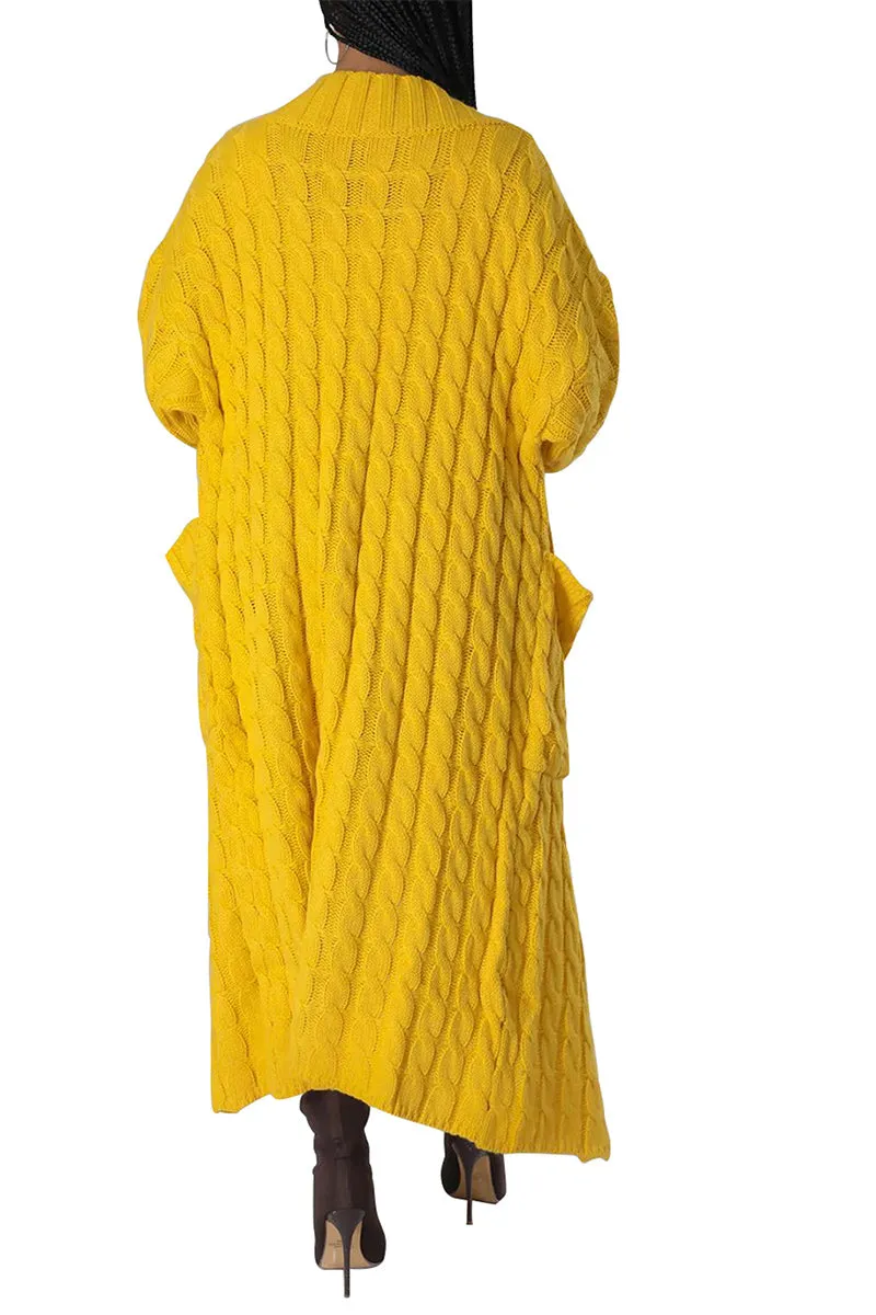 CR3389 Knitted Maxi Cardigan Outerwear