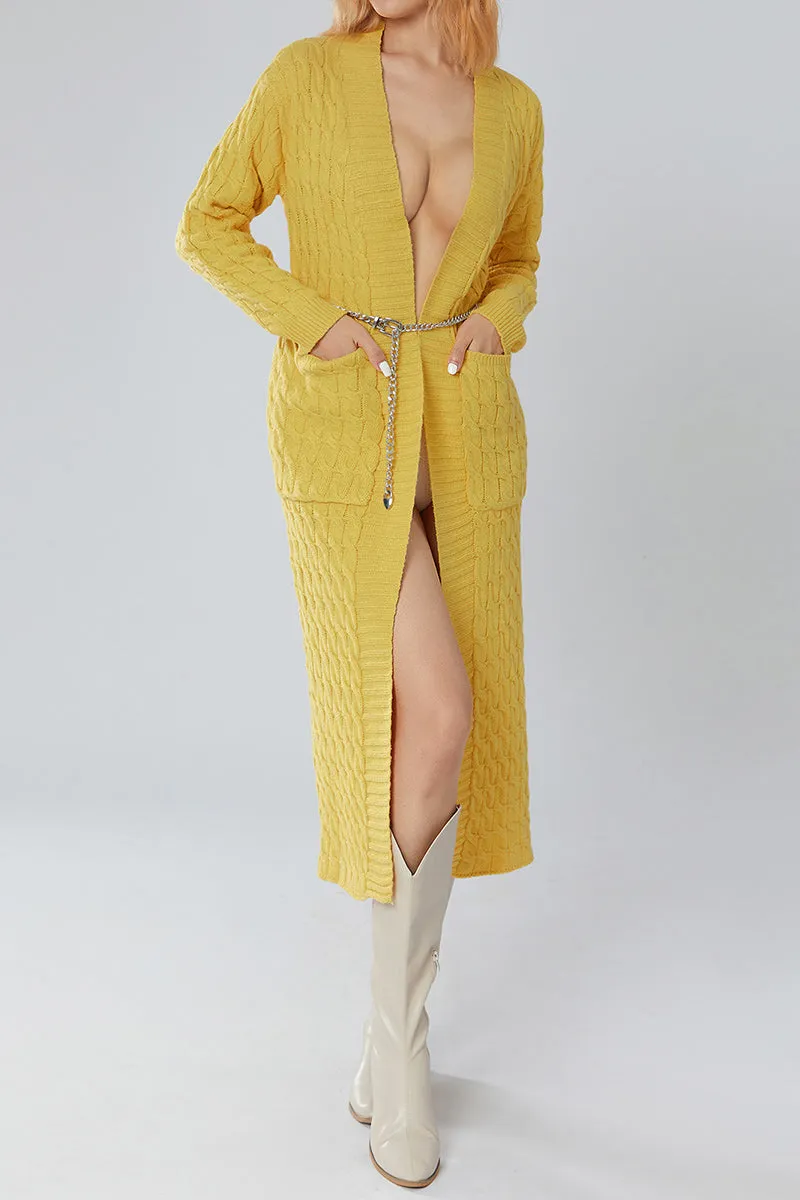 CR3389 Knitted Maxi Cardigan Outerwear