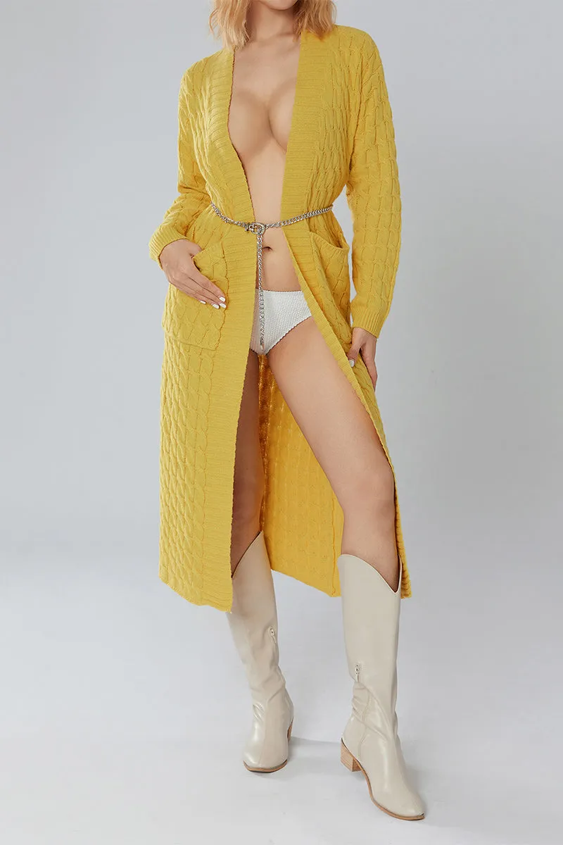 CR3389 Knitted Maxi Cardigan Outerwear