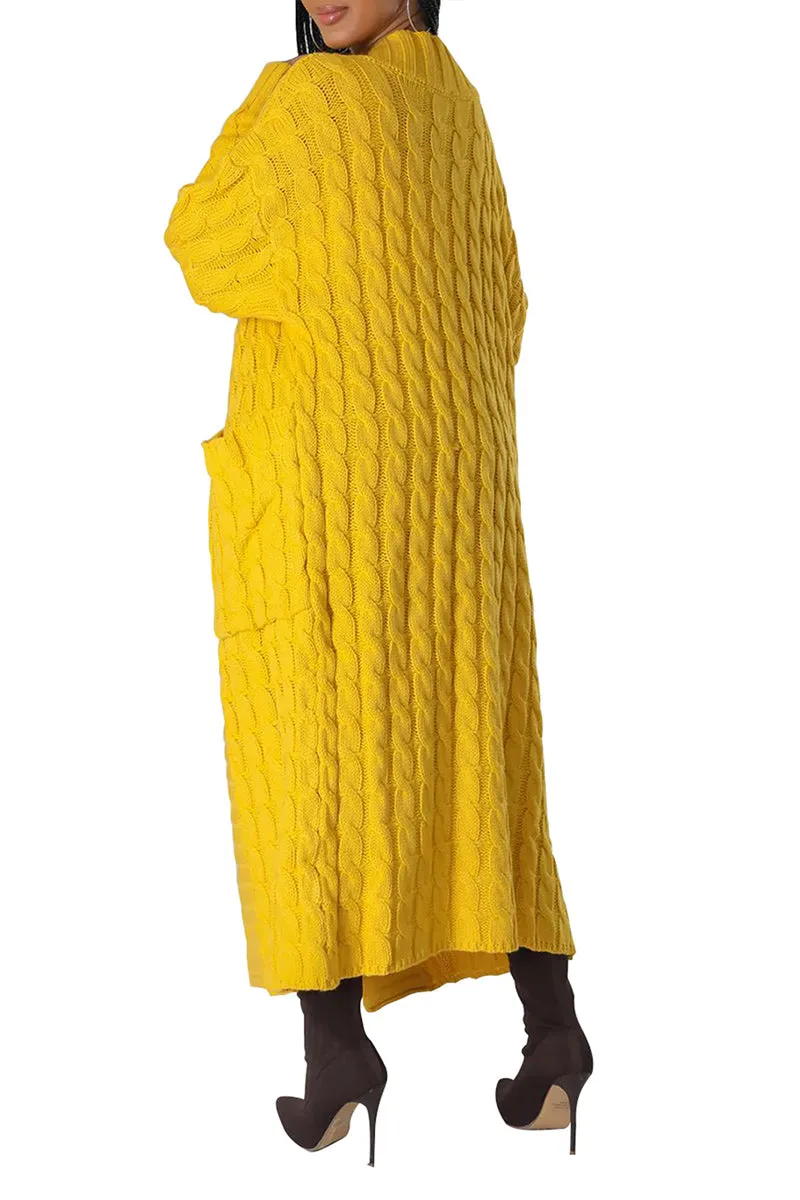 CR3389 Knitted Maxi Cardigan Outerwear