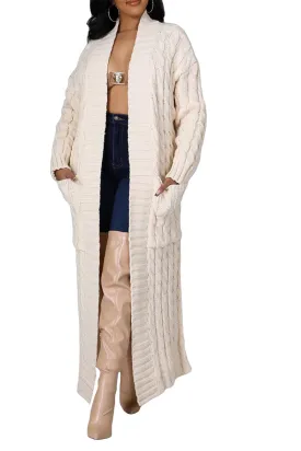 CR3389 Knitted Maxi Cardigan Outerwear