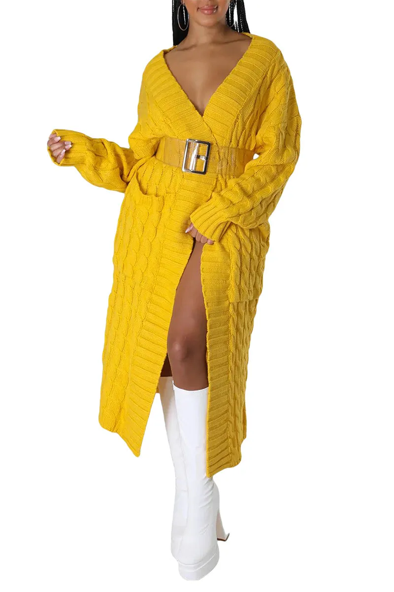 CR3389 Knitted Maxi Cardigan Outerwear