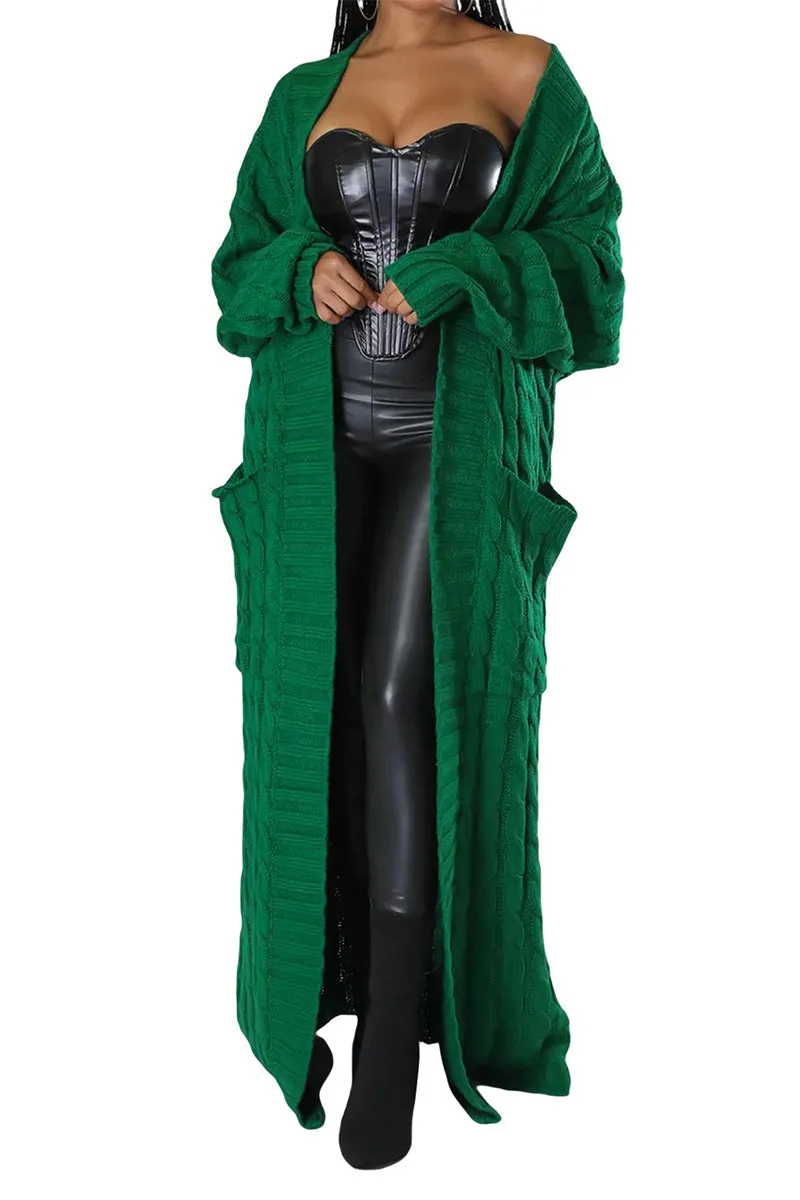 CR3389 Knitted Maxi Cardigan Outerwear