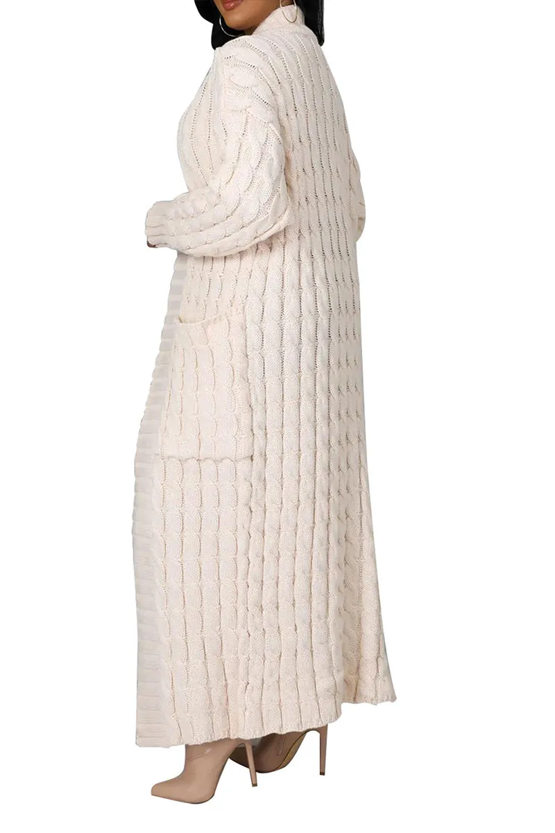 CR3389 Knitted Maxi Cardigan Outerwear