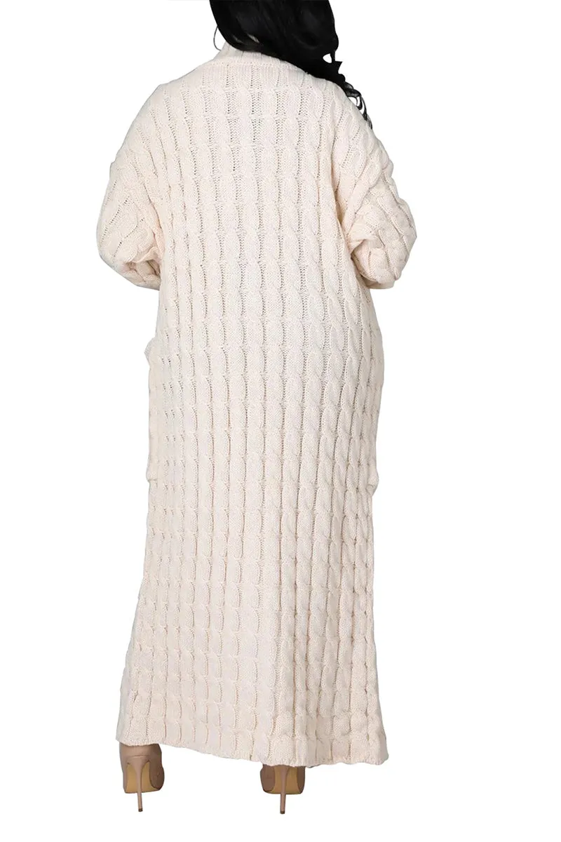 CR3389 Knitted Maxi Cardigan Outerwear